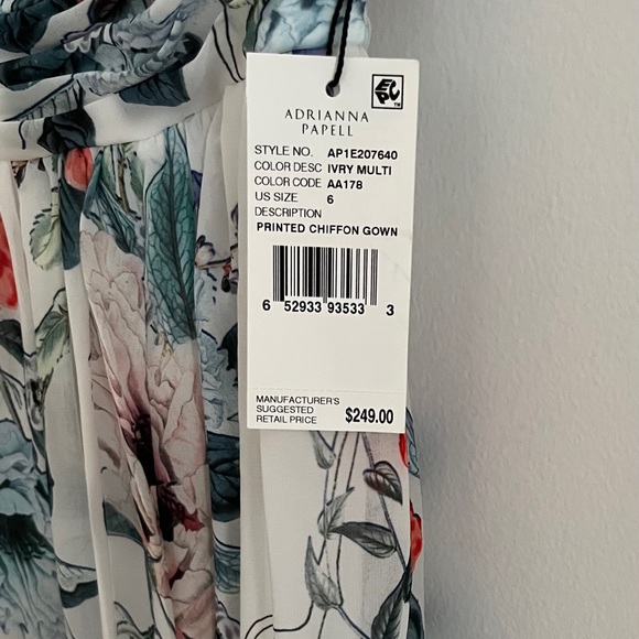 NEW!! Adrianna Papell chiffon floral dress - Picture 3 of 4